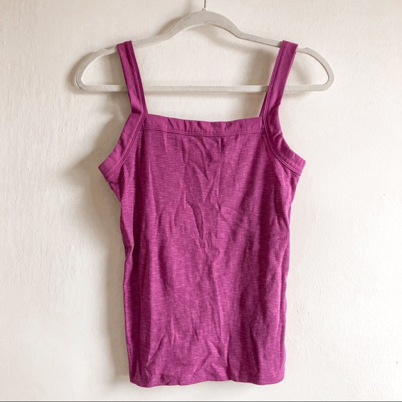 🌻 Gap Bright Purple Square Neckline Ribbed Tank Top - Picture 1 of 8